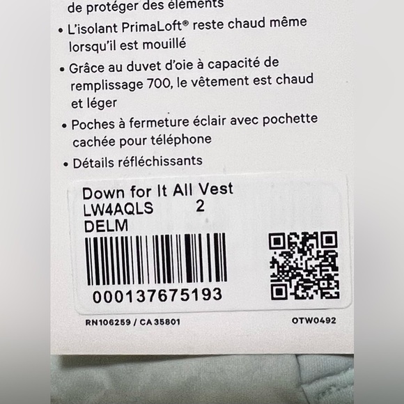 NWT Lululemon Down For It All Puffer Vest - Delicate Mint - Outdoor Winter Fall - Picture 12 of 16